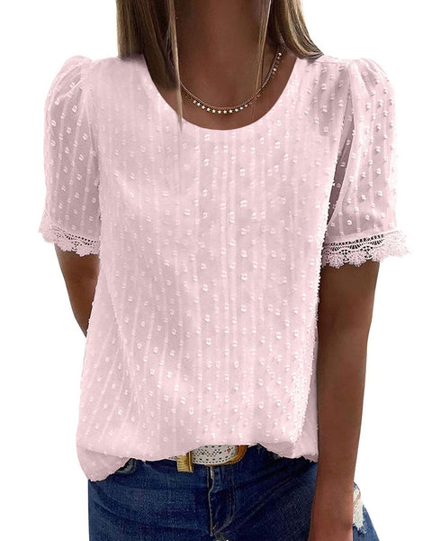 LECAREY LACE ROUND NECK BLOUSE (3 COLORS)