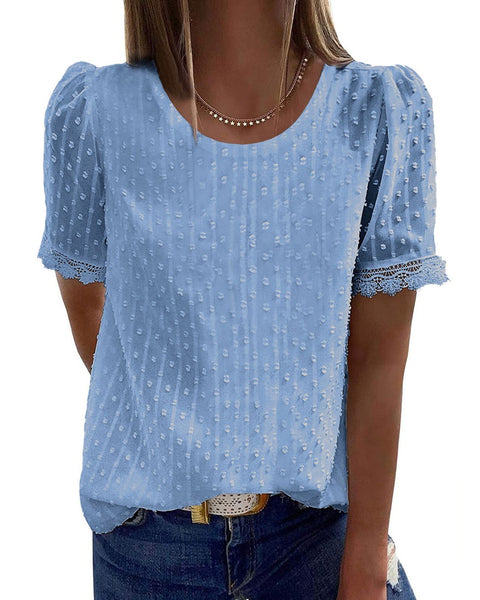 LECAREY LACE ROUND NECK BLOUSE (3 COLORS)