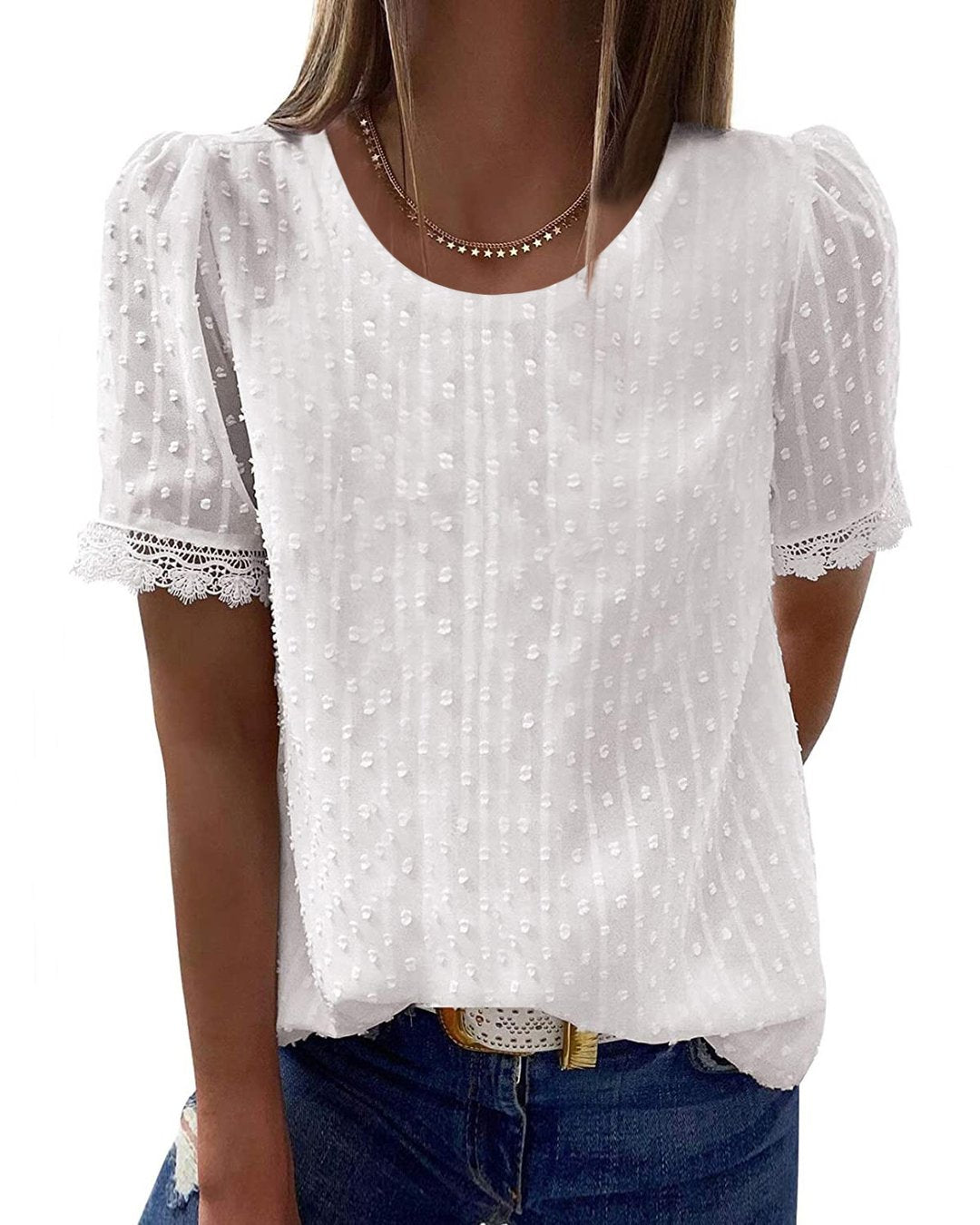 LECAREY LACE ROUND NECK BLOUSE (3 COLORS)