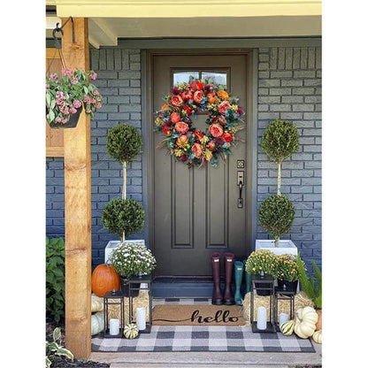 Fall Peony And Pumpkin Wreath - Year Round Wreath