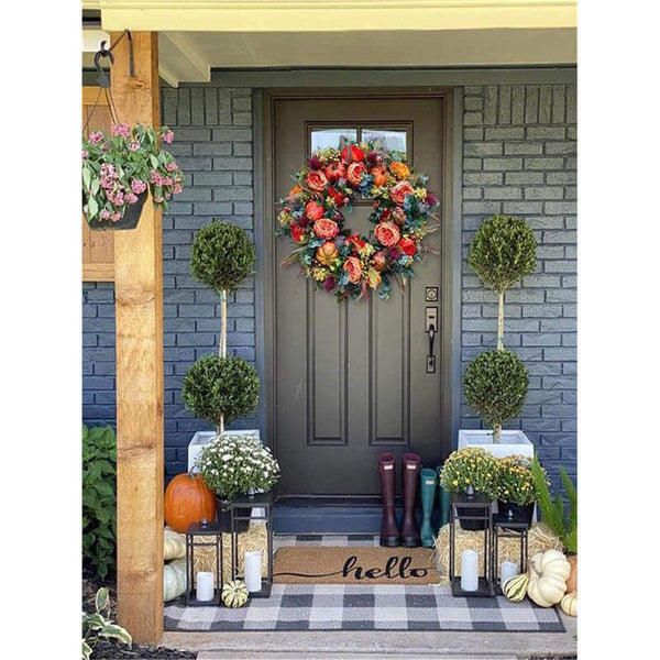 Fall Peony And Pumpkin Wreath - Year Round Wreath