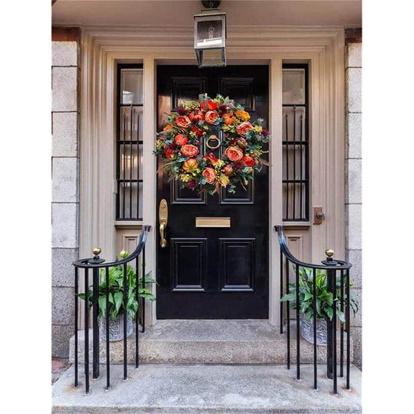 Fall Peony And Pumpkin Wreath - Year Round Wreath