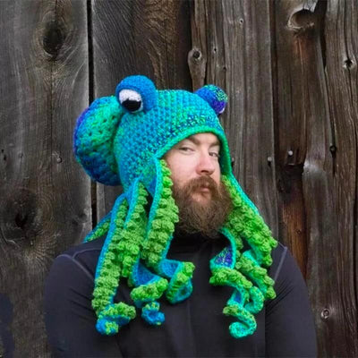 Octopus Pattern Color Block Knitted Hat