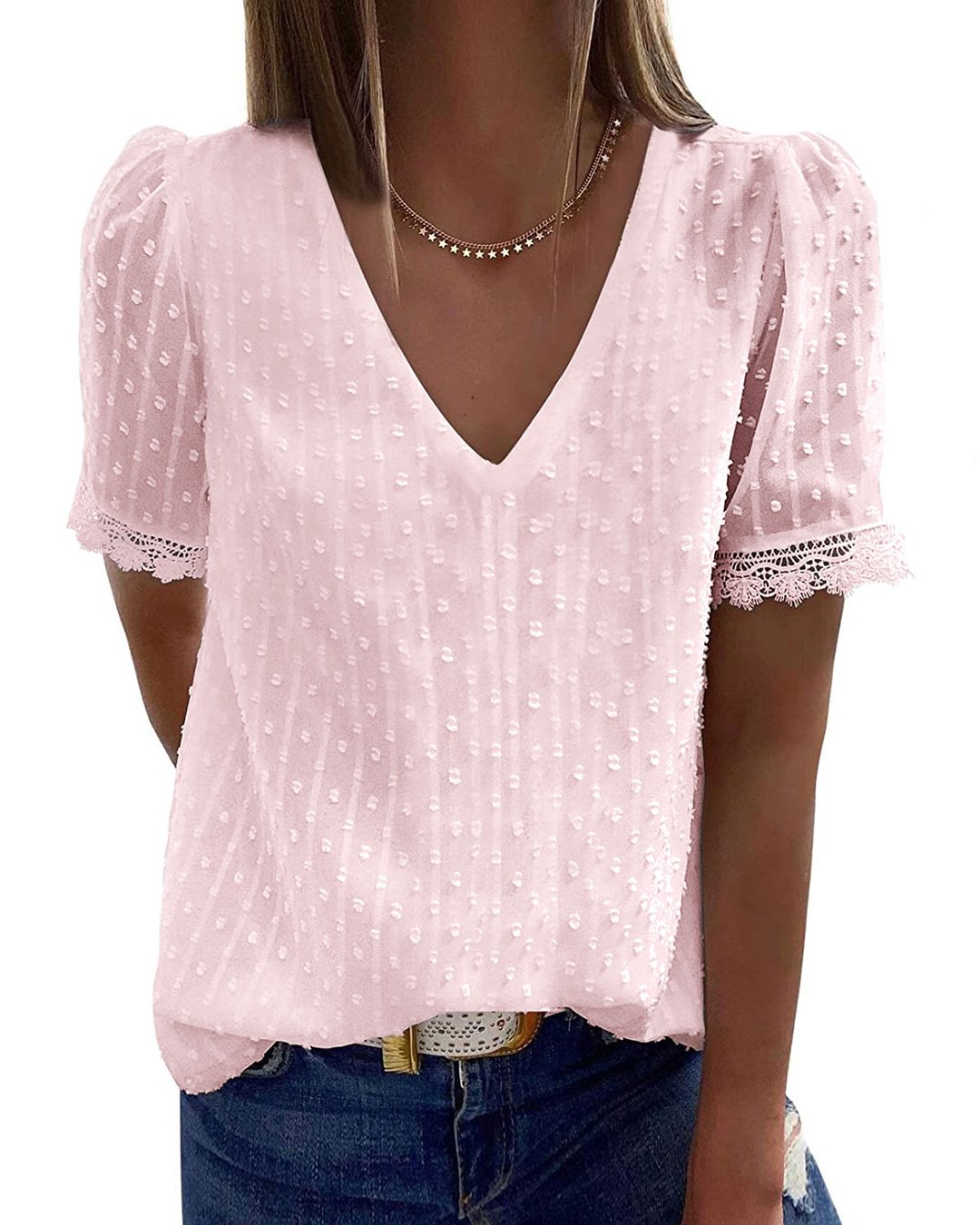 LECAREY LACE V NECK BLOUSE (5 COLORS)