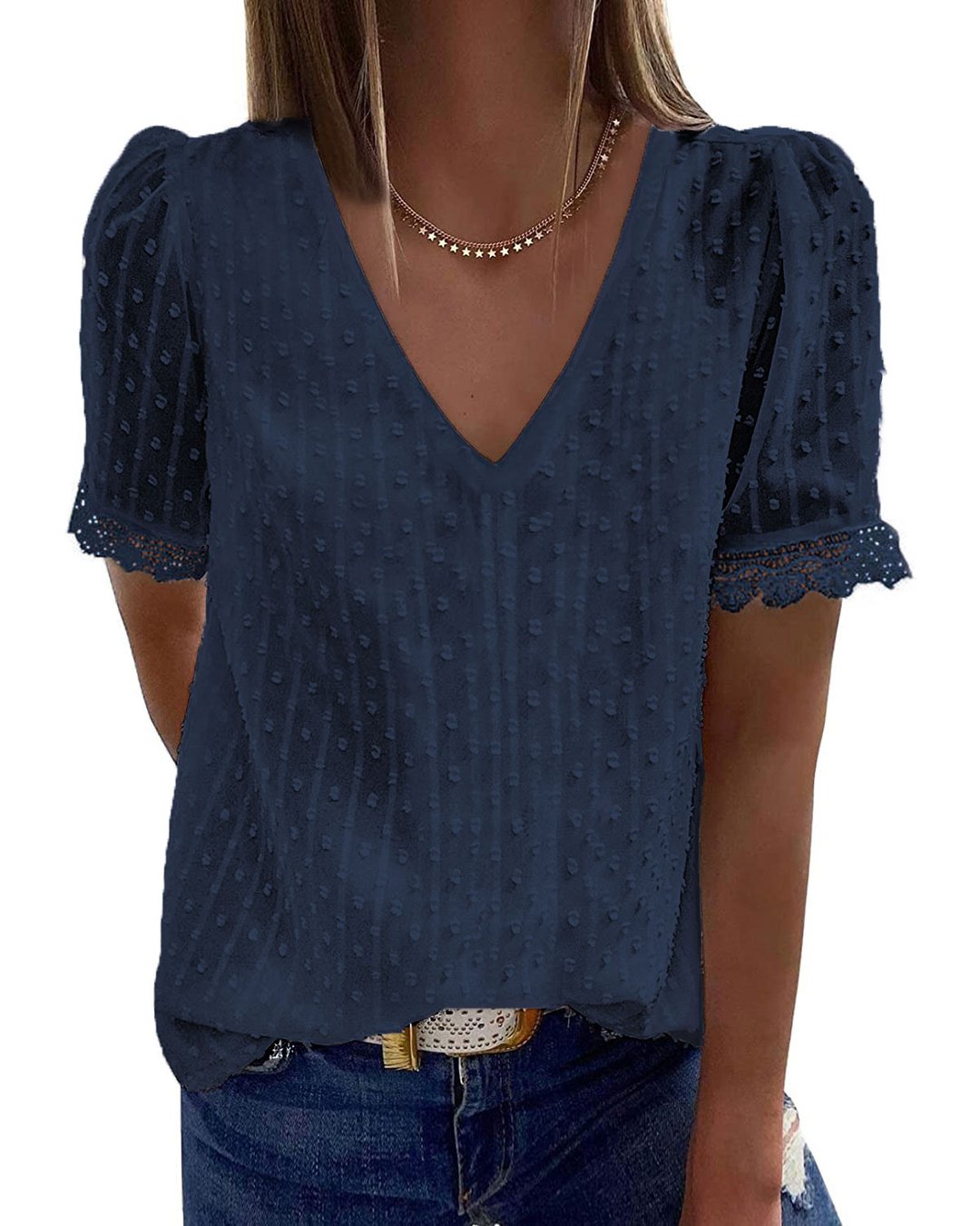 LECAREY LACE V NECK BLOUSE (5 COLORS)