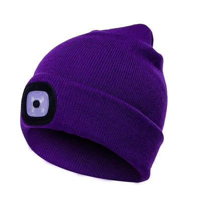 Unisex Winter Warm Knit Hat Head Torch Cap