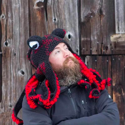 Octopus Pattern Color Block Knitted Hat