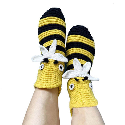 Novelty Knitted Warm Bee Floor Socks for Men and Women