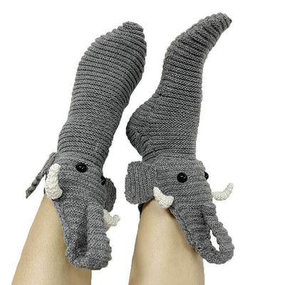 Novelty Knitted Warm Elephant Floor Socks for Men and Women
