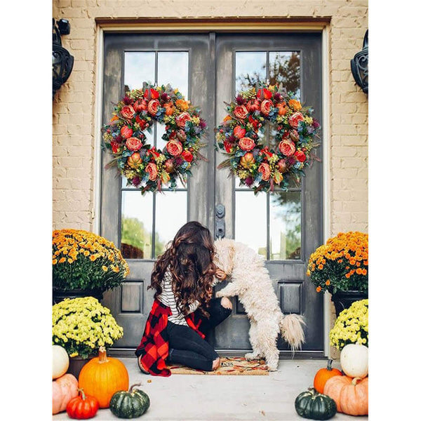 Fall Peony And Pumpkin Wreath - Year Round Wreath