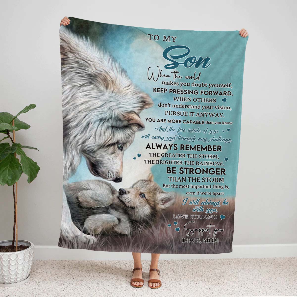 To My Son - From Mom - Wolf A246 - Premium Blanket
