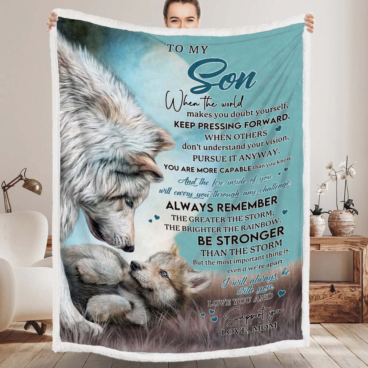 To My Son - From Mom - Wolf A246 - Premium Blanket