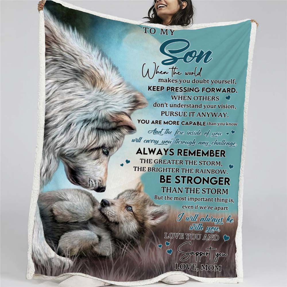 To My Son - From Mom - Wolf A246 - Premium Blanket