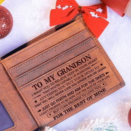 To My Grandson - You Will Never Lose - Top-grain Leather Wallet