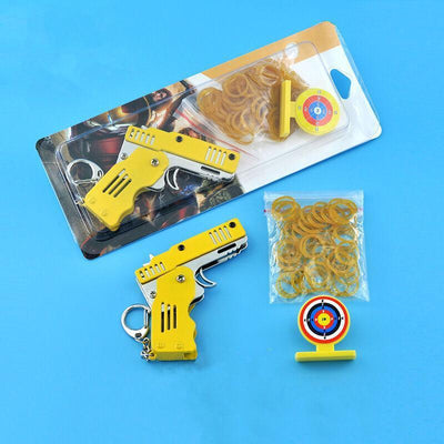 All Metal Mini Folding Rubber Band Gun Outdoor Military Sport Toy Keychain