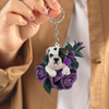 Boston Terrier In Purple Rose Acrylic Keychain PR121