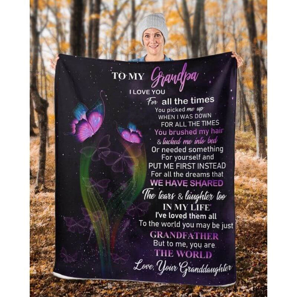 To My Grandpa - From Granddaughter - Butterfly A319 - Premium Blanket