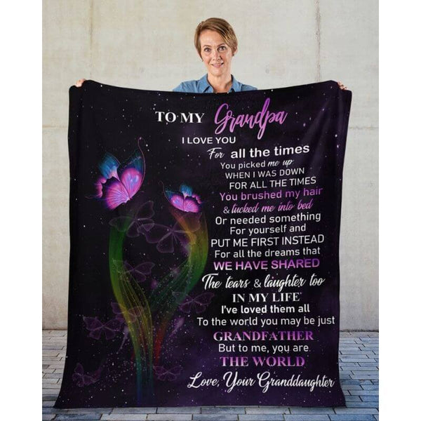 To My Grandpa - From Granddaughter - Butterfly A319 - Premium Blanket