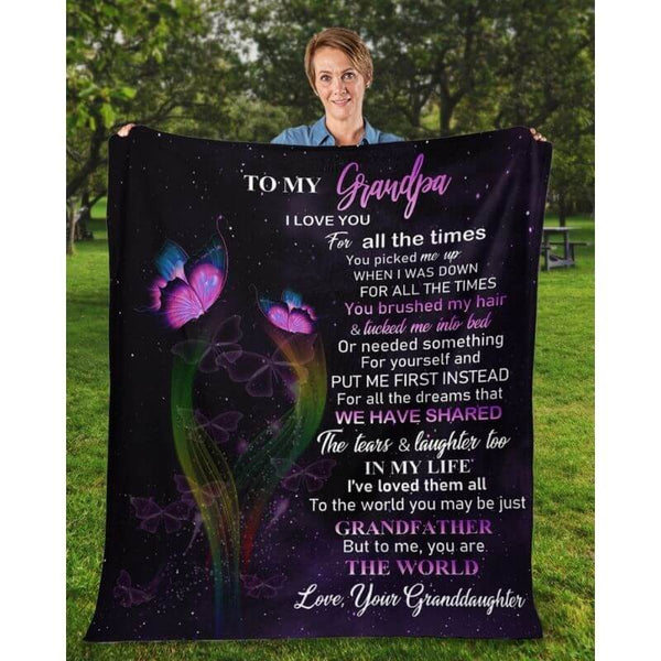 To My Grandpa - From Granddaughter - Butterfly A319 - Premium Blanket