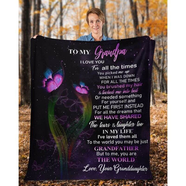 To My Grandpa - From Granddaughter - Butterfly A319 - Premium Blanket