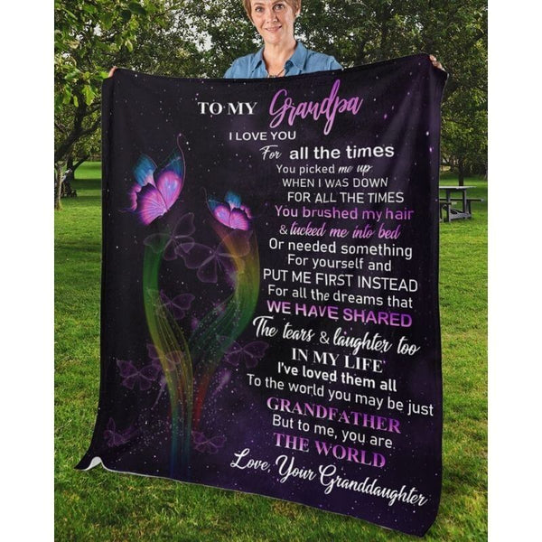 To My Grandpa - From Granddaughter - Butterfly A319 - Premium Blanket