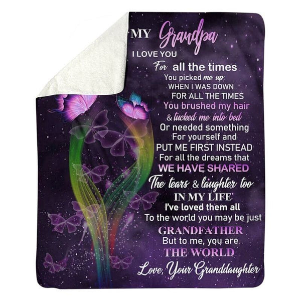 To My Grandpa - From Granddaughter - Butterfly A319 - Premium Blanket