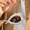 Sleeping Angel Acrylic Keychain Chocolate Labrador