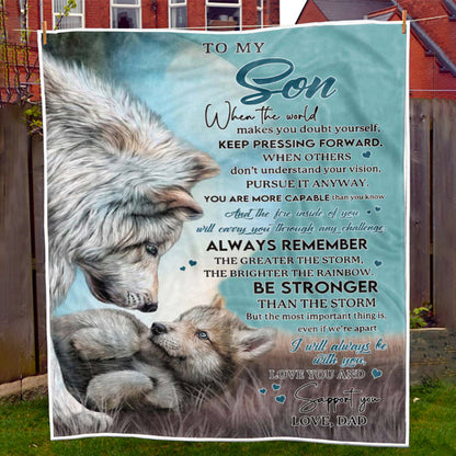 To My Son - From Dad - Wolf A246 - Premium Blanket