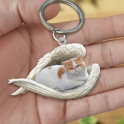 Sleeping Angel Acrylic Keychain Exotic Shorthair Cat