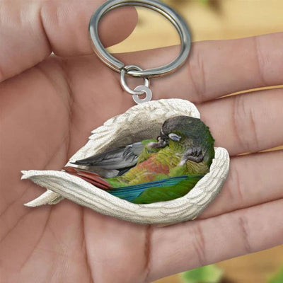 Sleeping Angel Acrylic Keychain Green Cheek Conure SA218