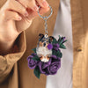 Shetland Sheepdog In Purple Rose Acrylic Keychain PR031