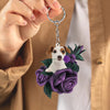 Jack Russell Terrier In Purple Rose Acrylic Keychain PR054