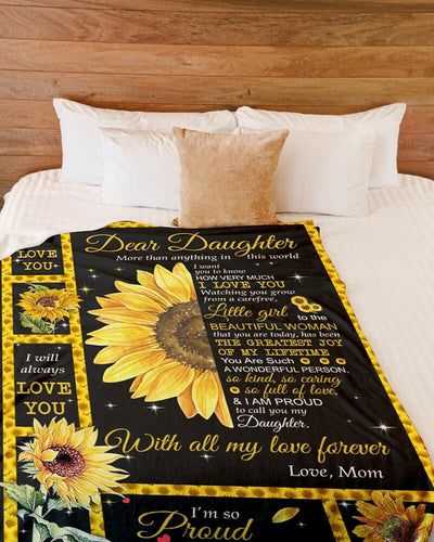Lovely Gift For Daughter - From Mom - I Love You Sunflower Blanket F020 - Premium Blanket