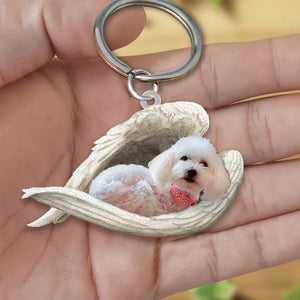 Sleeping Angel Acrylic Keychain Maltipoo