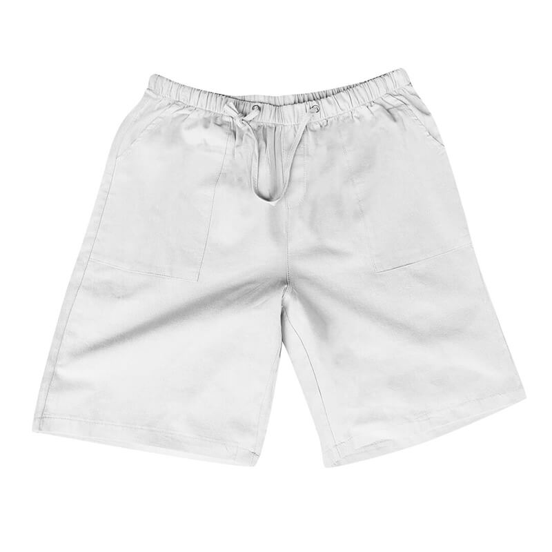 Men's Linen Multi-pocket Drawstring Design Casual Shorts