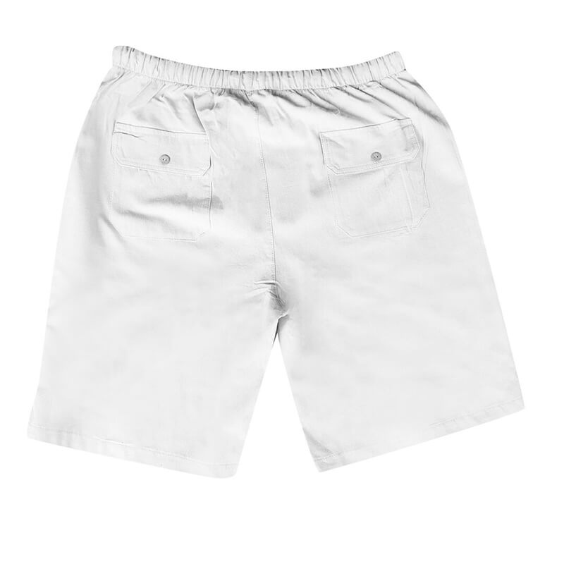 Men's Linen Multi-pocket Drawstring Design Casual Shorts