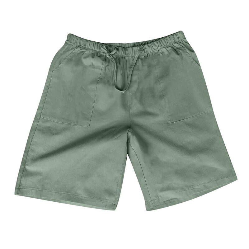 Men's Linen Multi-pocket Drawstring Design Casual Shorts