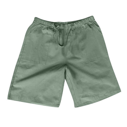 Men's Linen Multi-pocket Drawstring Design Casual Shorts
