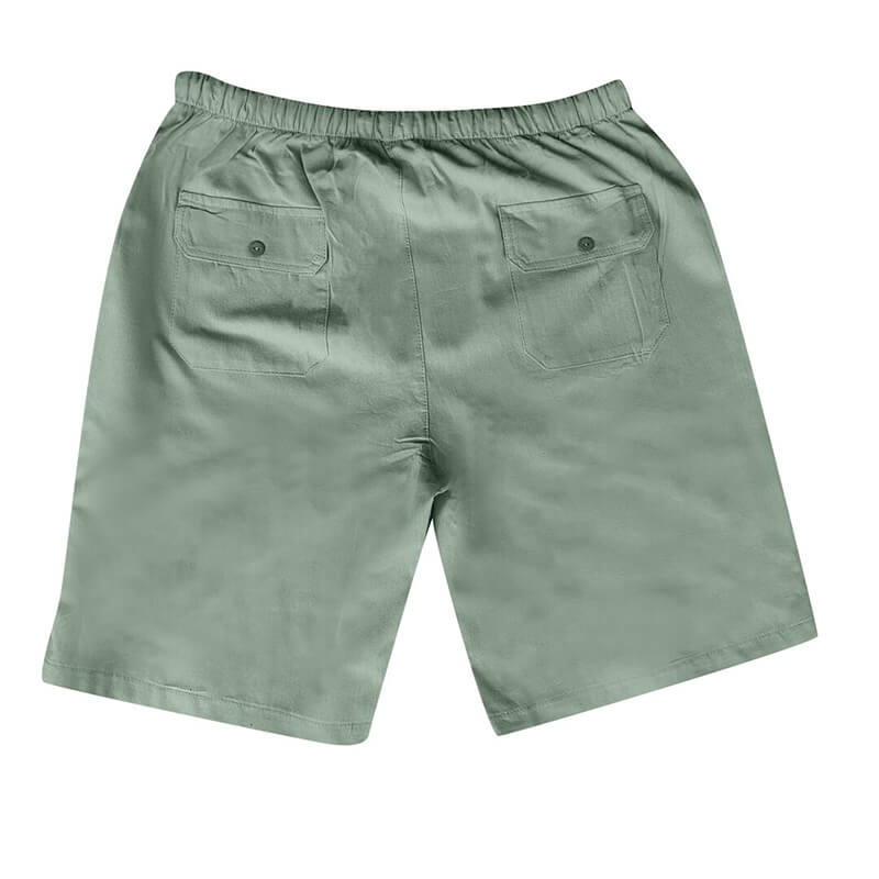 Men's Linen Multi-pocket Drawstring Design Casual Shorts