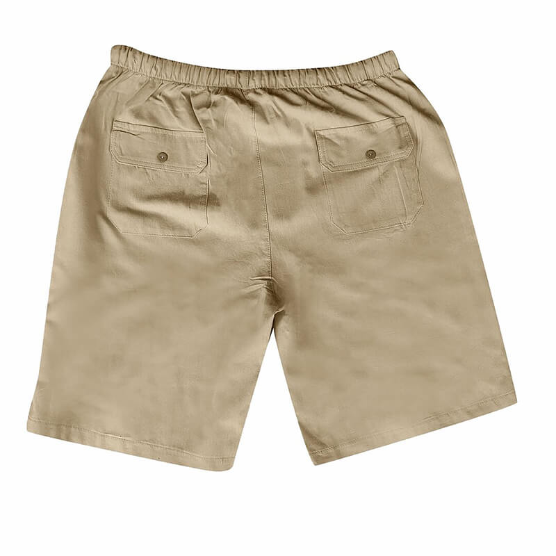 Men's Linen Multi-pocket Drawstring Design Casual Shorts