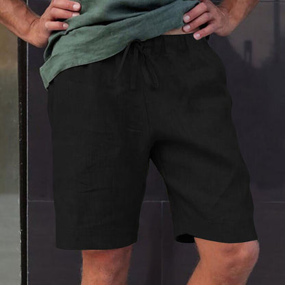 Men's Linen Multi-pocket Drawstring Design Casual Shorts