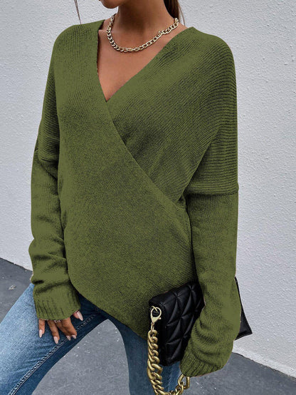 Draped in Style Color Block Long Sleeve Sweater