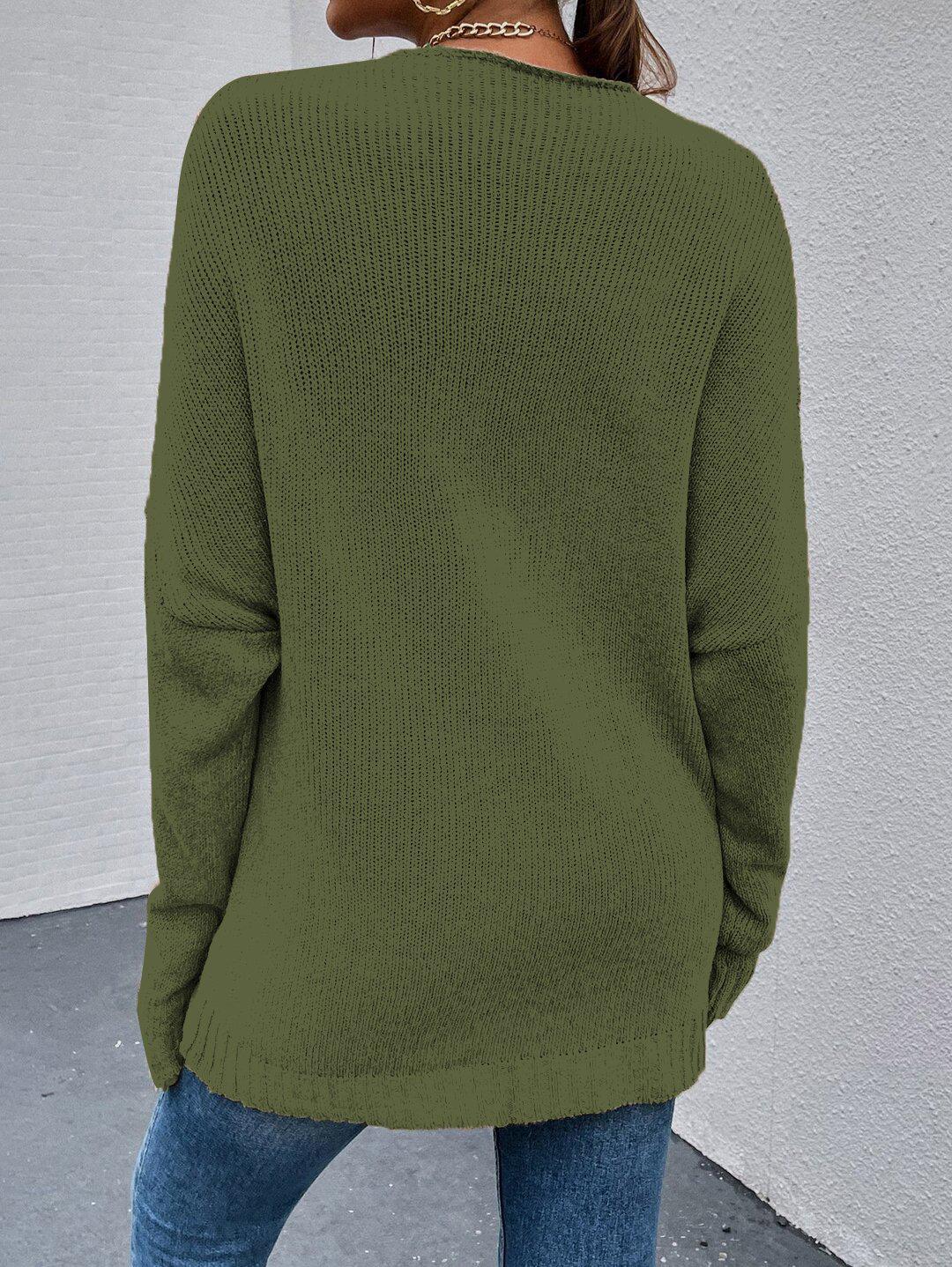 Draped in Style Color Block Long Sleeve Sweater