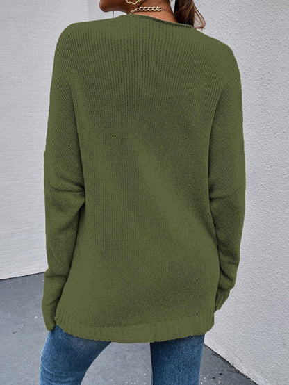 Draped in Style Color Block Long Sleeve Sweater