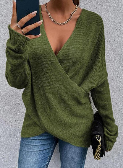 Draped in Style Color Block Long Sleeve Sweater