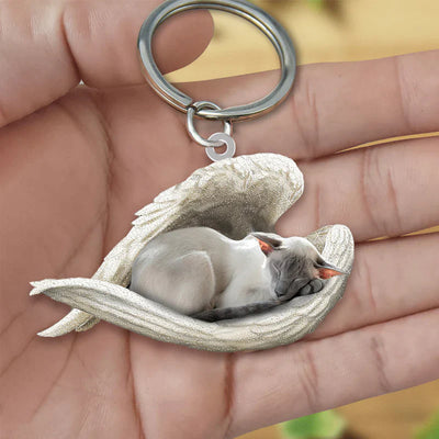 Sleeping Angel Acrylic Keychain Oriental Shorthair Cat