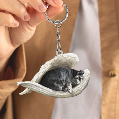 Sleeping Angel Acrylic Keychain Standard Schnauzer