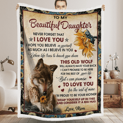 To My Daughter - Wolf Flower A300 - Premium Blanket