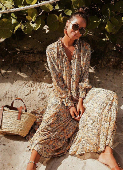 Toes in the Sand Floral Print Maxi Dress