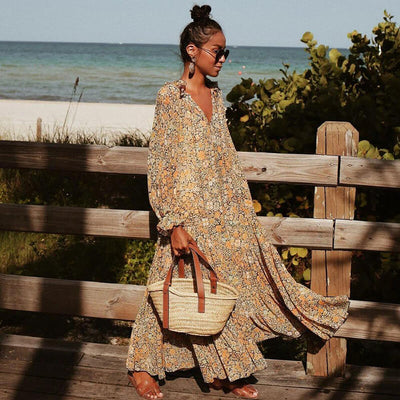 Toes in the Sand Floral Print Maxi Dress